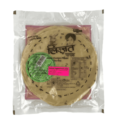 LIJJAT JEERA PAPAD 5" 200gr/Pak
