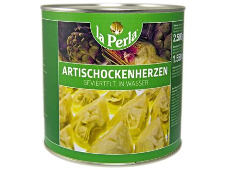 Artischocken geviertelt in Wasser "La Perla" 3/1 Dose