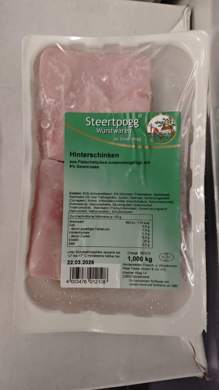 Hinterschinken geschnitten 92% 1kg