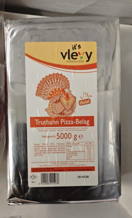 Pizza Topping Made from Turkey Meat Chunks "Vlevy" 57% 5kg - Halal