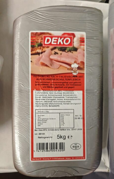 Pizzabelag ital. Art "DEKO" 56% Schweineschulterfleisch 5kg
