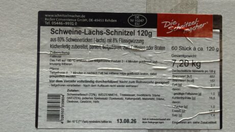 Schweineschnitzel 120g 60 Stick 7,2kg
