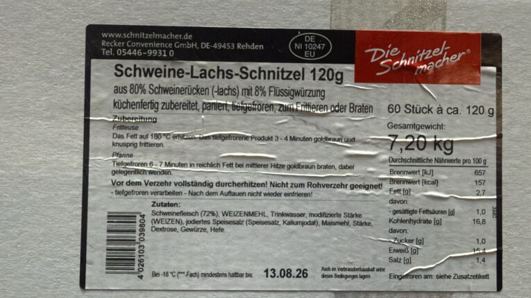 Schweineschnitzel 120g 60 Stück 7,2kg