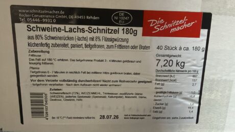 Schweineschnitzel 180g 40 Stick 7,2kg