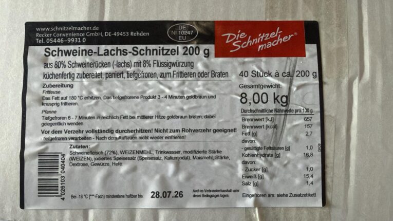 Schweineschnitzel 200g 40 Stück 8kg