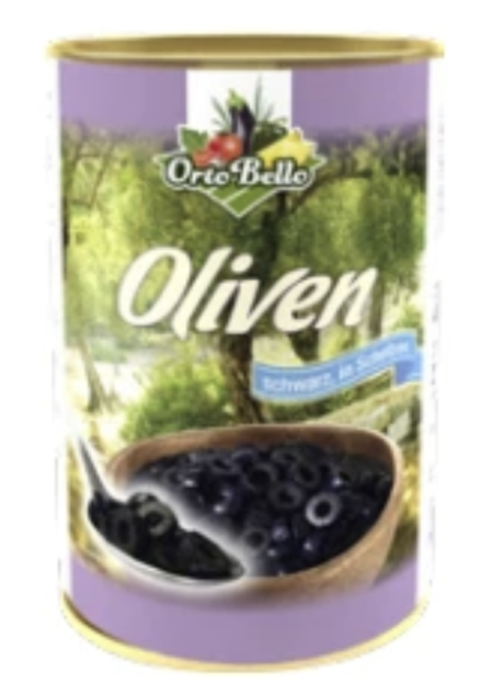 Oliven schwarz geschnitten "Orto Bello" - 4100ml - 2000g ATG/Dose