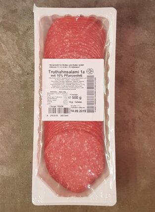 Truthahnsalami mit Pflanzenfett 500g