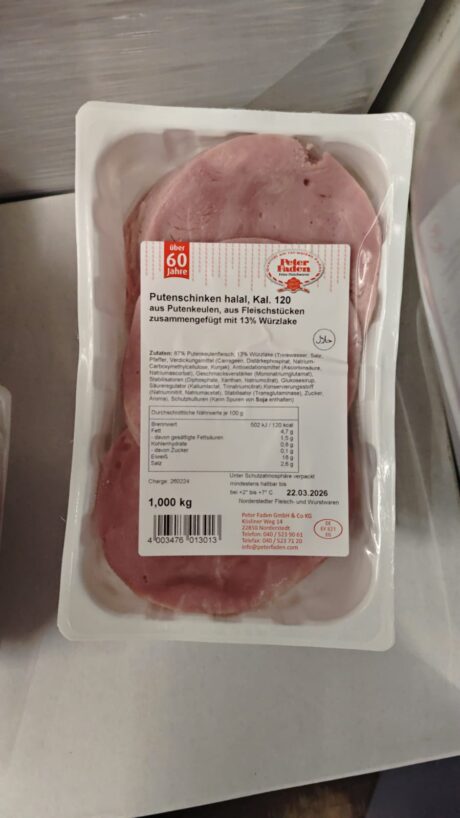 Putenschinken geschnitten Halal 1kg